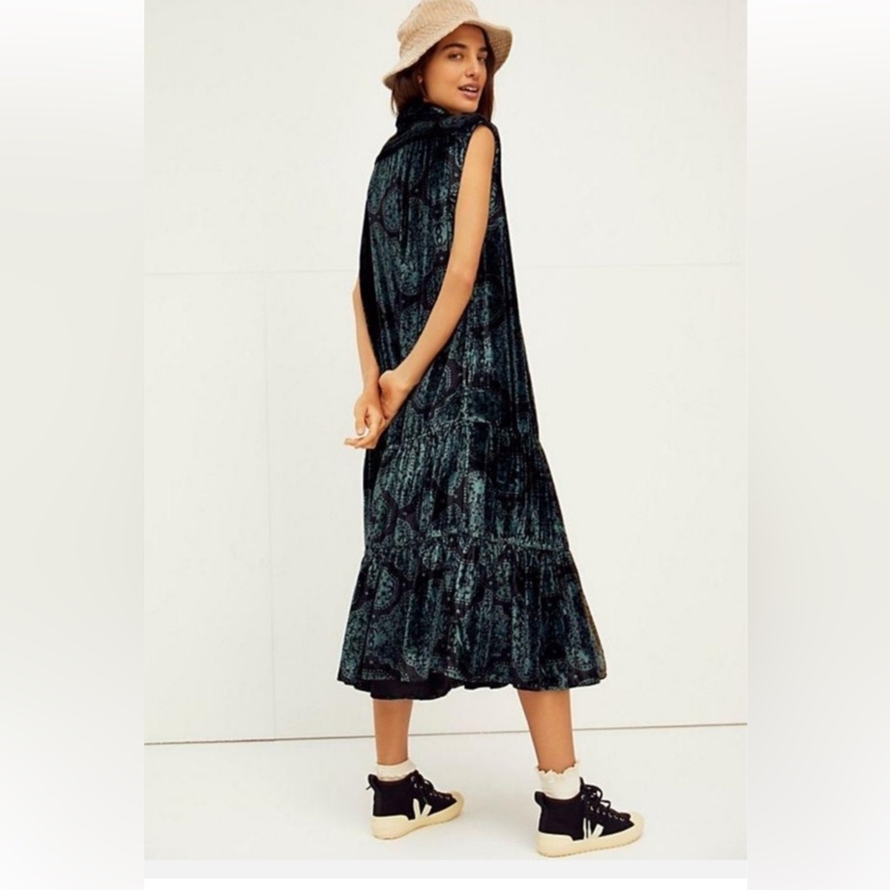 Free People On My Mind Velvet Maxi Kimono Button Front Medium
